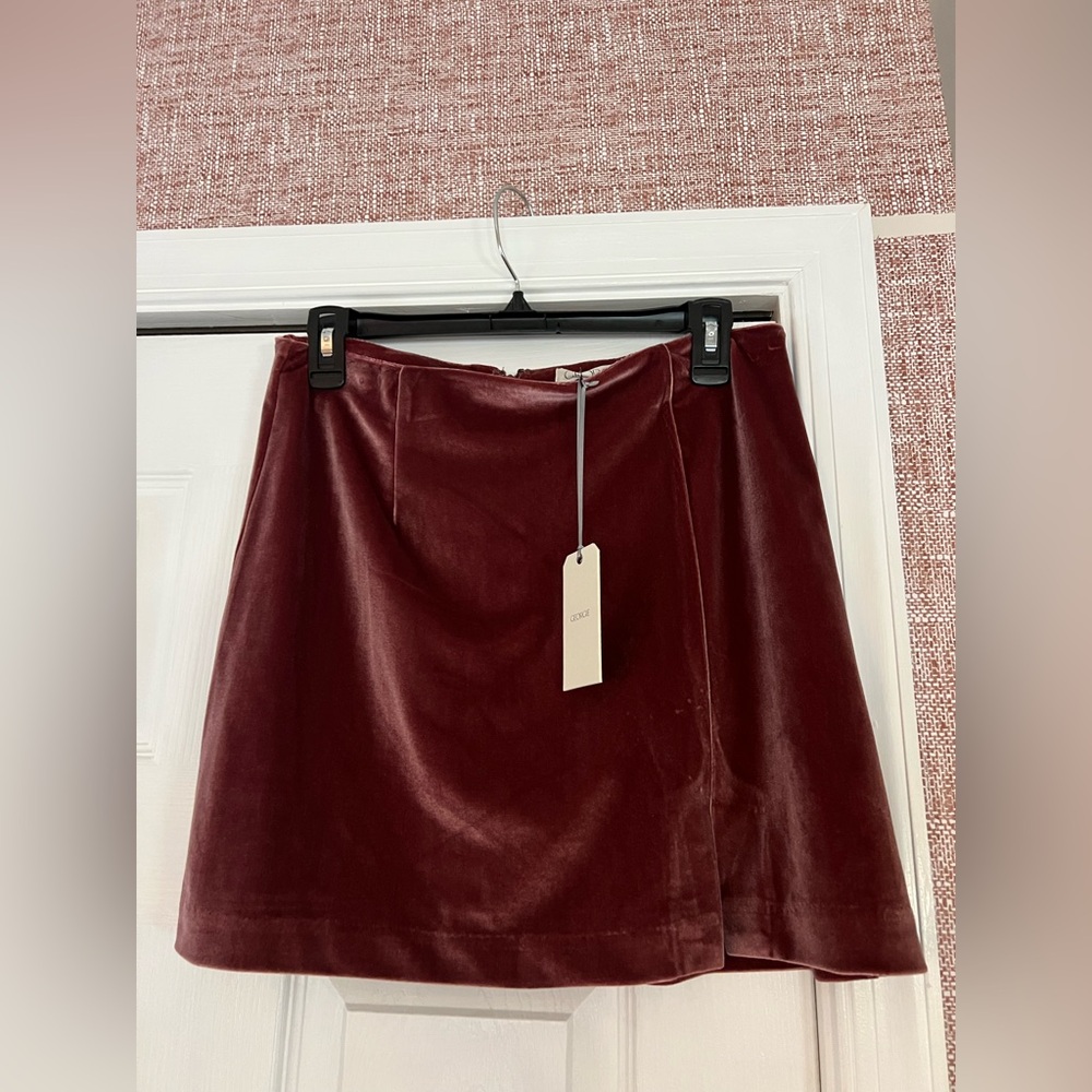 NWT Georgie (from south moon under) pink velvet skirt. Size medium